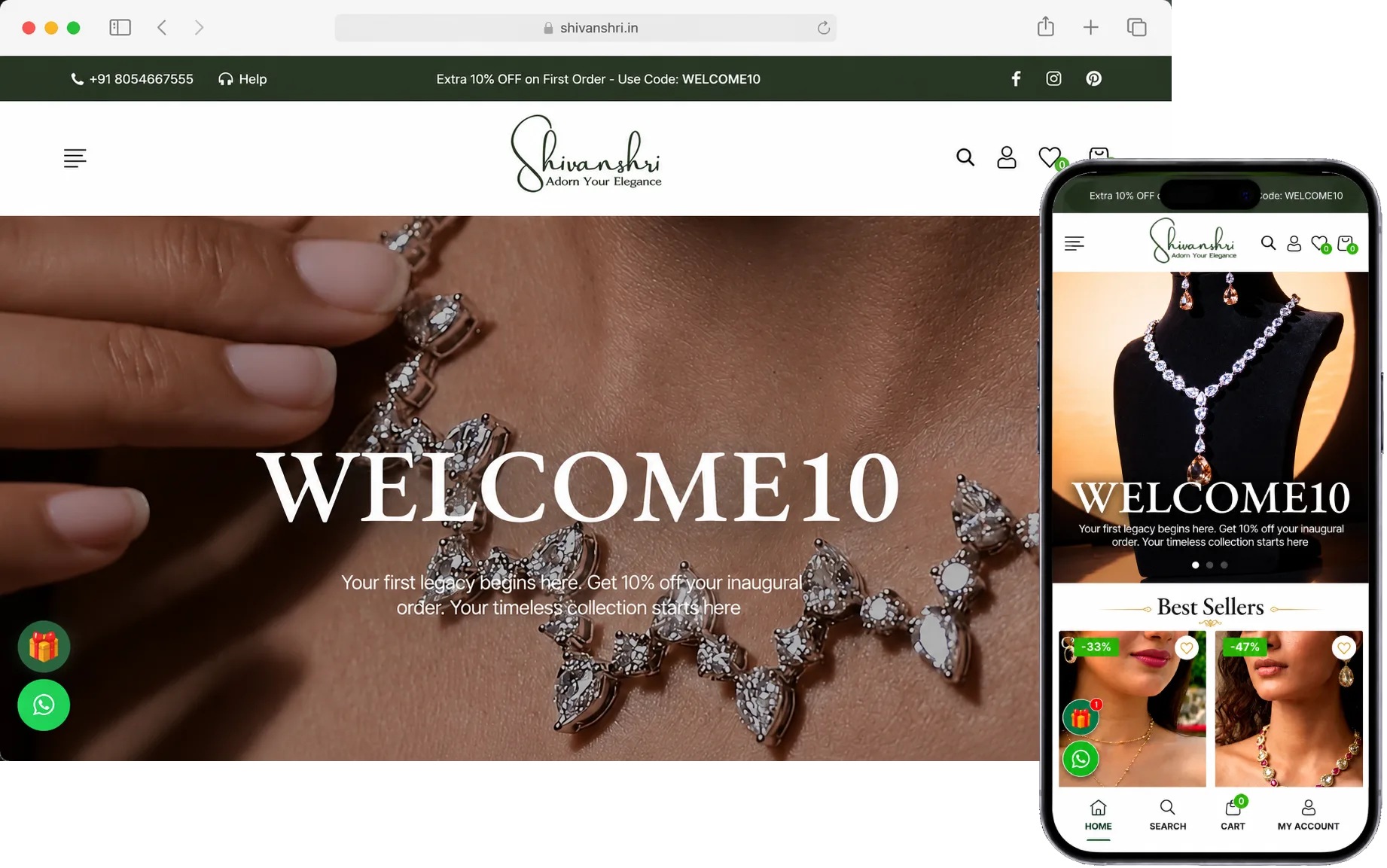Home 25 Premium Jewelry eCommerce Store Development for Shivanshri